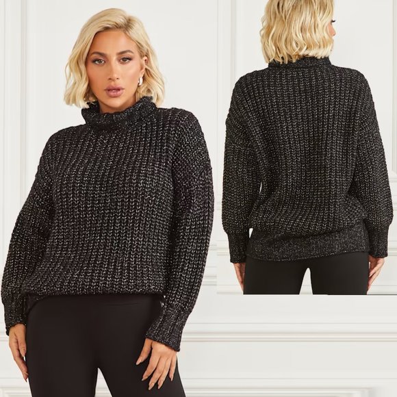 NWT New $170 Guess Marciano Wool Blend Black Made In Italy Sweater Size S - Picture 1 of 15